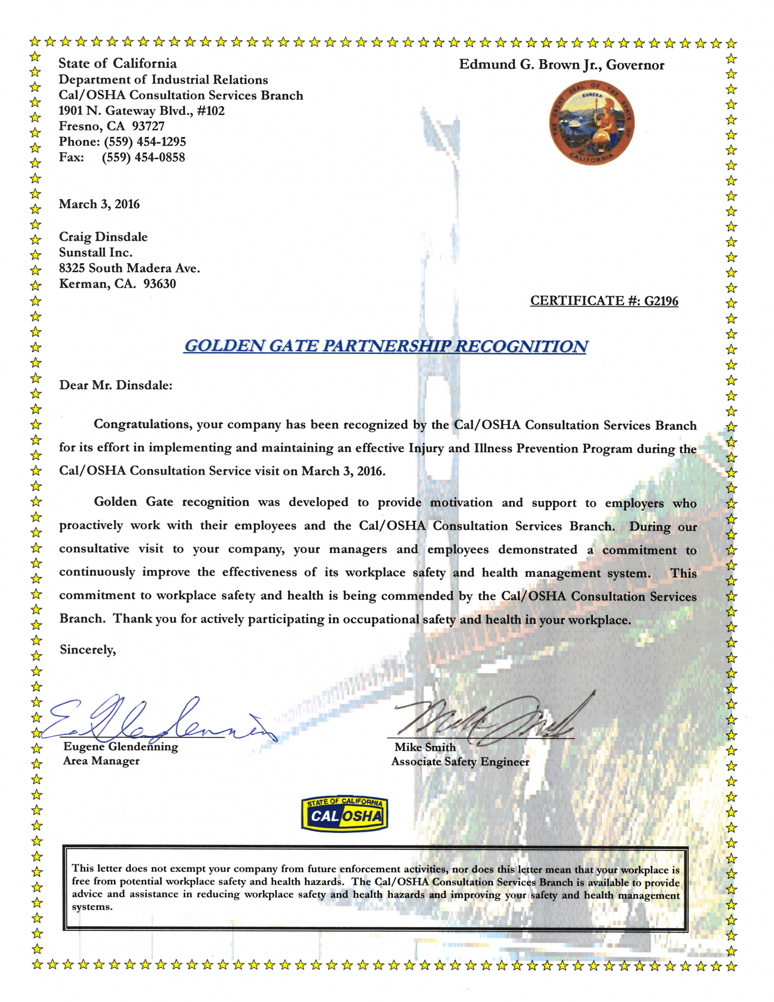cal-osha award
